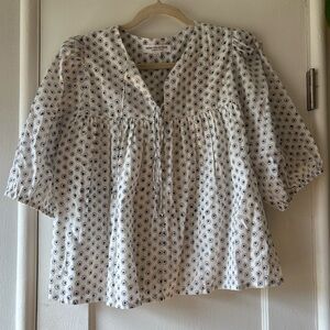 SOLD Emerson Fry India Collection Blue and White Top